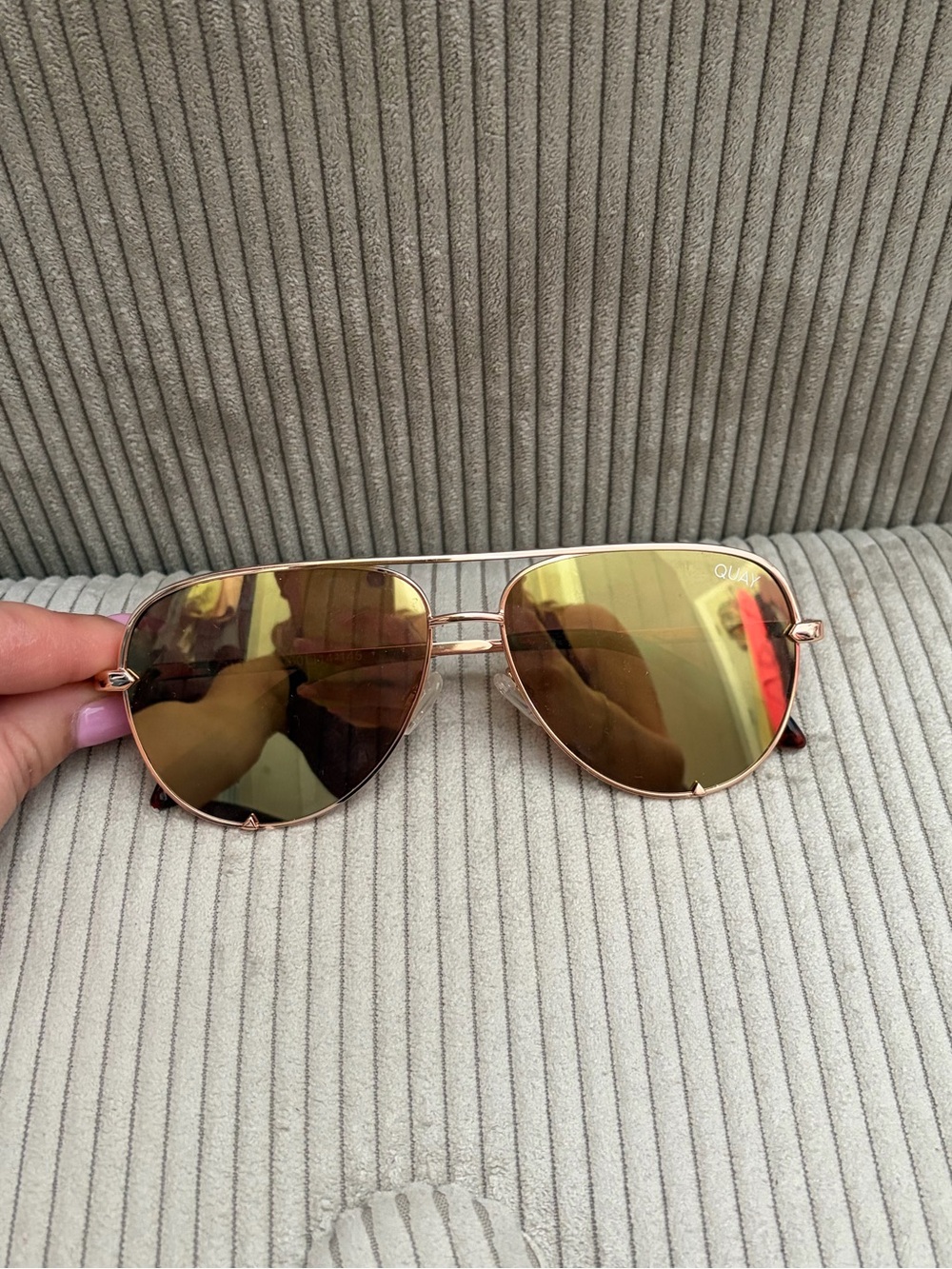 Quay Australia Rose Gold Aviator Sunglasses with Gold Mirror Lenses